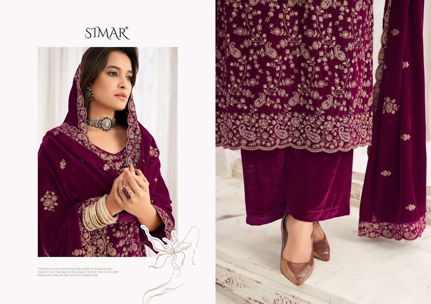 Zahra Simar Velvet Suits Wholesaler India