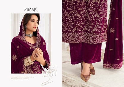 Zahra Simar Velvet Suits Wholesaler India