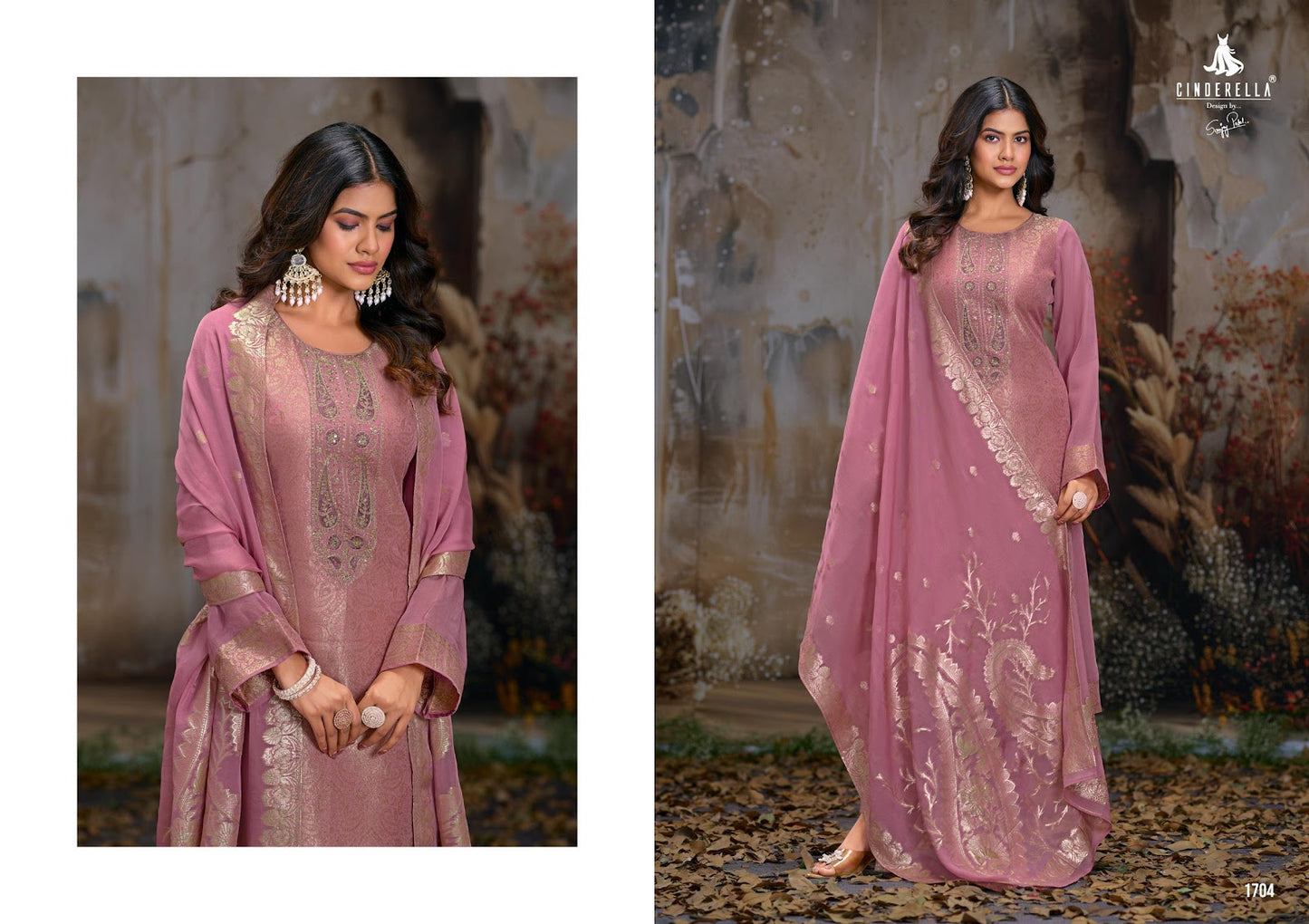 Zahria Cinderella Organza Jacquard Pant Style Suits Supplier Gujarat