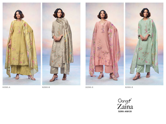 Zaina 2593 Ganga Viscose Silk Plazzo Style Suits Wholesale Price