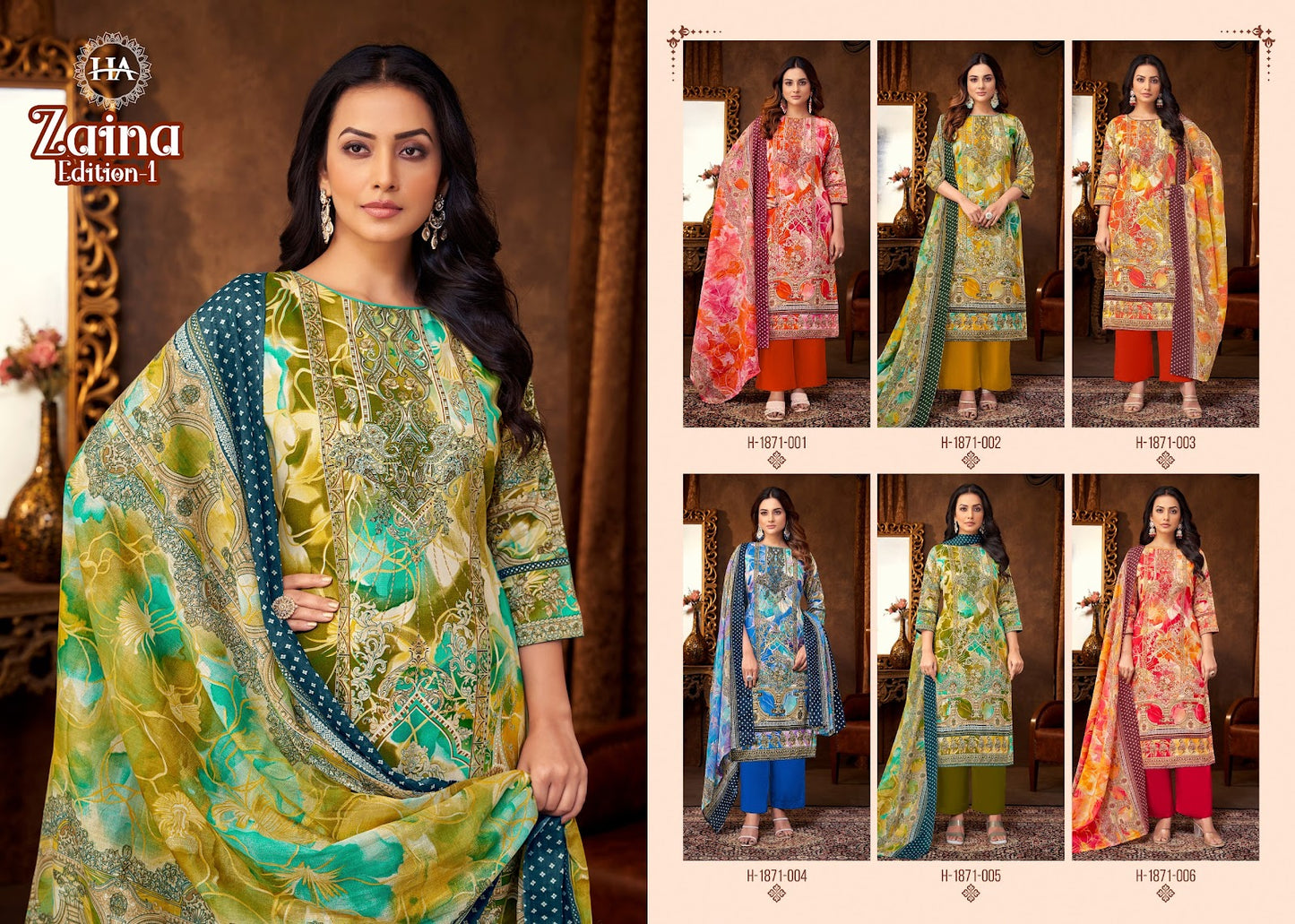 Zaina Edition 1 Harshit Fashion Viscose Rayon Karachi Salwar Suits Manufacturer