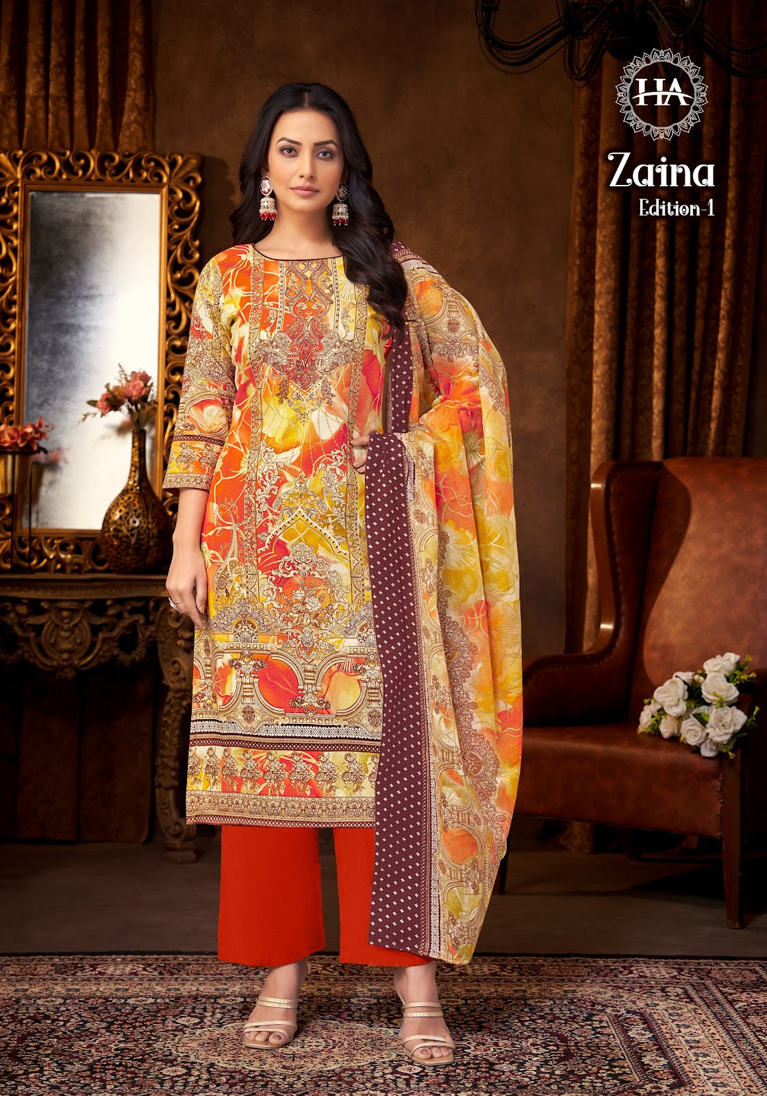 Zaina Edition 1 Harshit Fashion Viscose Rayon Karachi Salwar Suits Manufacturer