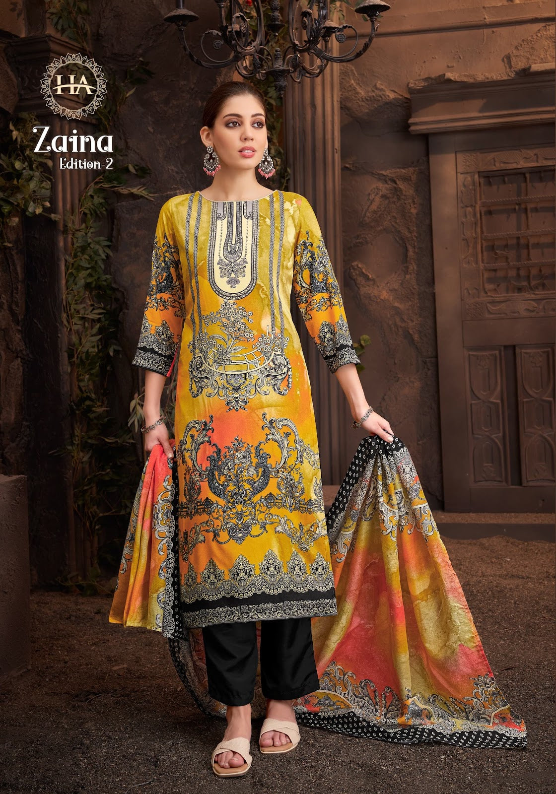 Zaina Edition 2 Harshit Fashion Reyon Karachi Salwar Suits Manufacturer Gujarat