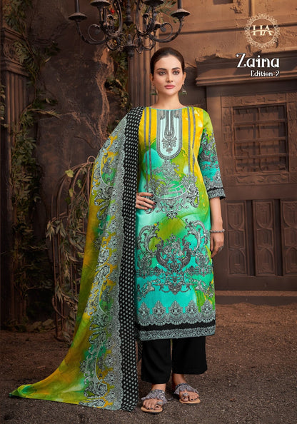 Zaina Edition 2 Harshit Fashion Reyon Karachi Salwar Suits Manufacturer Gujarat
