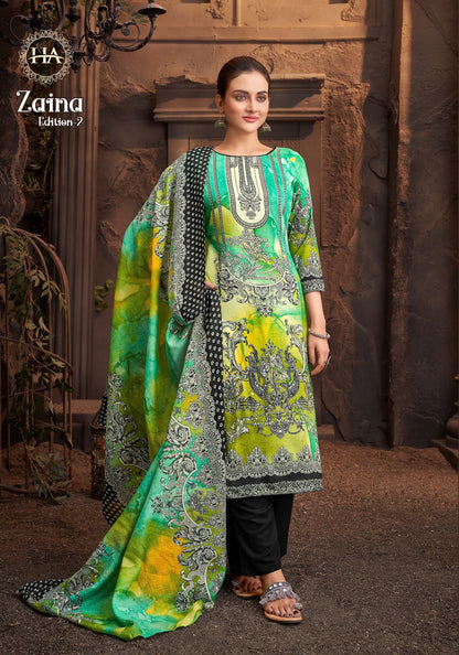 Zaina Edition 2 Harshit Fashion Reyon Karachi Salwar Suits Manufacturer Gujarat