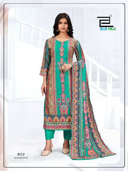 Zainab Blue Hills Muslin Readymade Suits Wholesaler India