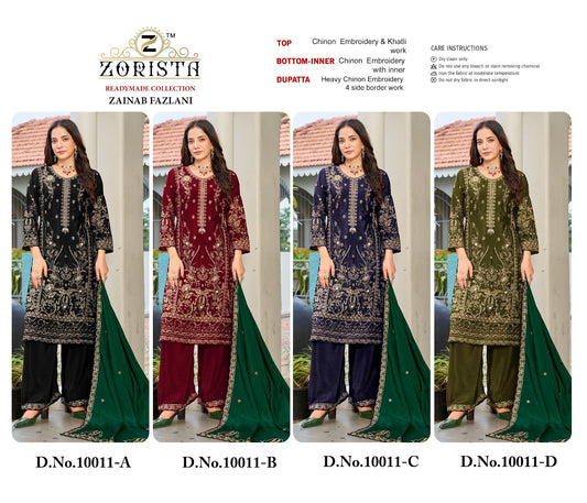 Zainab Fazlani Zorista Chinnon Silk Pakistani Readymade Suits Wholesale Rate