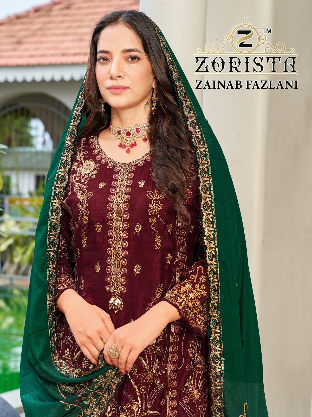 Zainab Fazlani Zorista Chinnon Silk Pakistani Readymade Suits Wholesale Rate