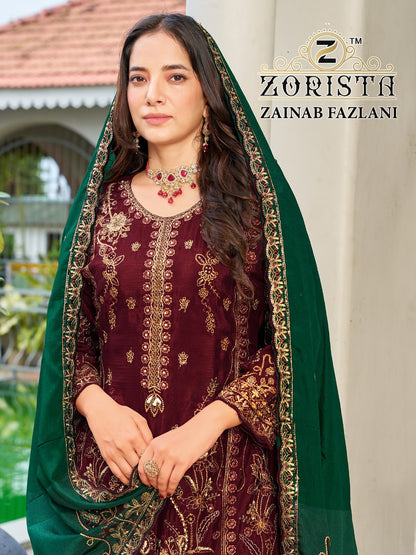 Zainab Fazlani Zorista Chinnon Silk Pakistani Readymade Suits Wholesale Rate