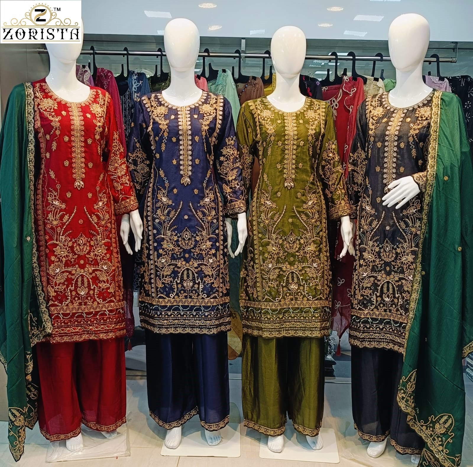 Zainab Fazlani Zorista Chinnon Silk Pakistani Readymade Suits Wholesale Rate