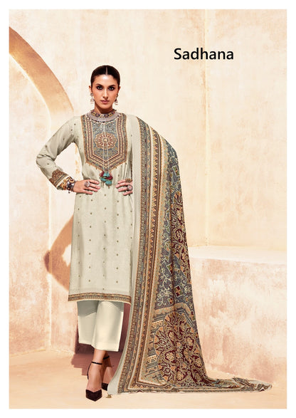 Zainab Sadhana Muslin Silk Pant Style Suits Exporter Ahmedabad