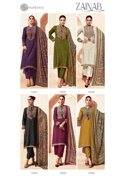 Zainab Sadhana Muslin Silk Pant Style Suits Exporter Ahmedabad