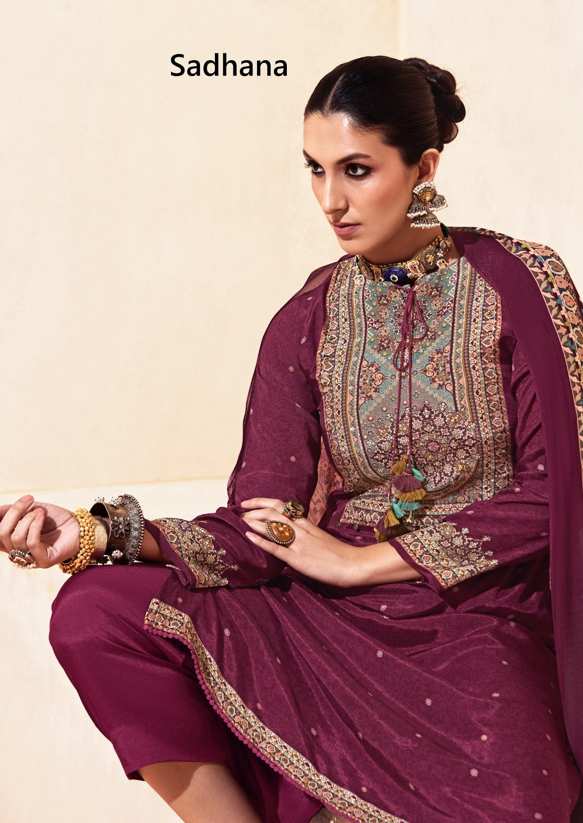 Zainab Sadhana Muslin Silk Pant Style Suits Exporter Ahmedabad