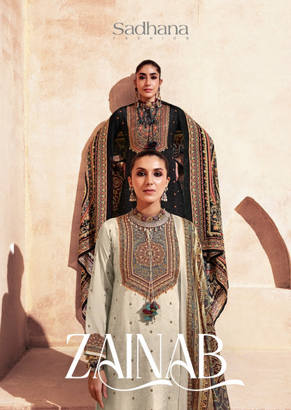 Zainab Sadhana Muslin Silk Pant Style Suits Exporter Ahmedabad