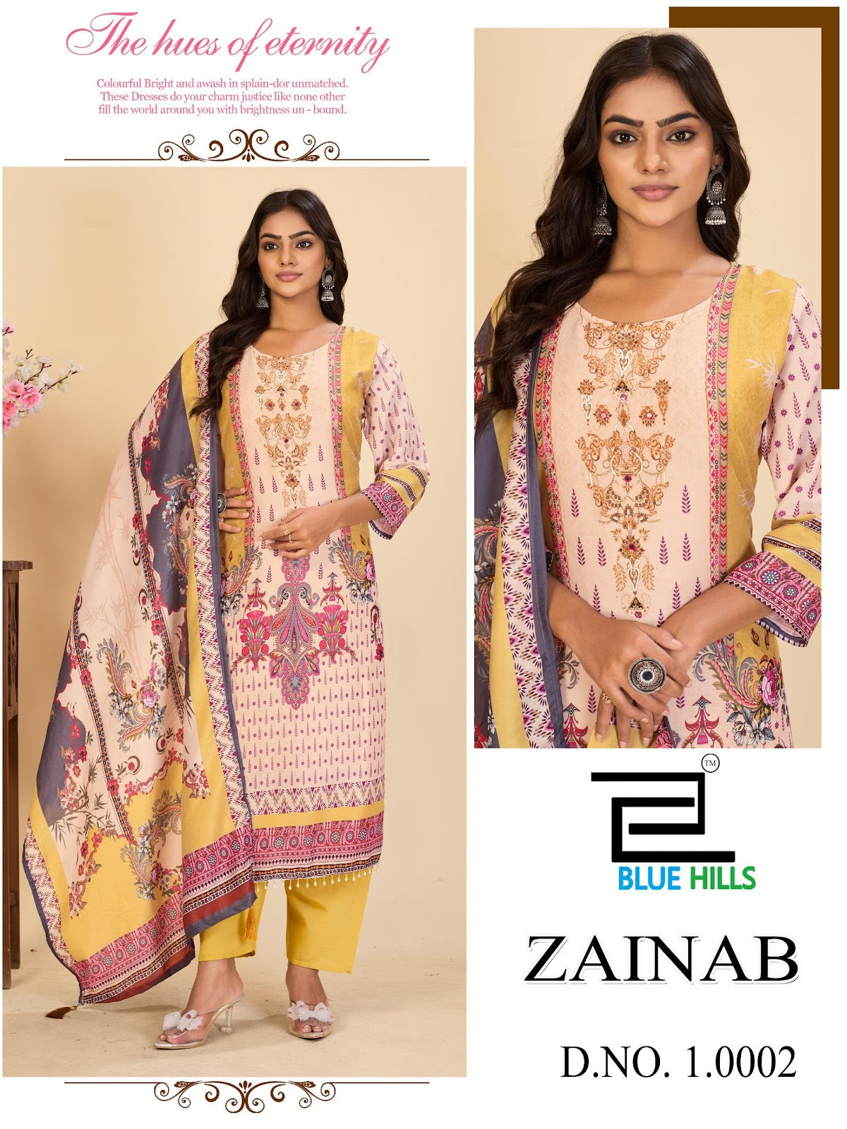 Zainab Vol 10 Blue Hills Muslin Readymade Pant Style Suits Manufacturer