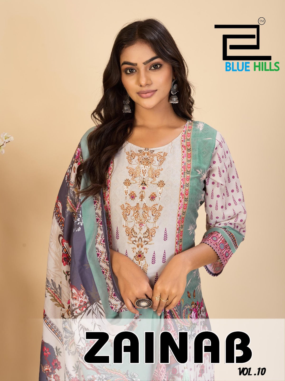 Zainab Vol 10 Blue Hills Muslin Readymade Pant Style Suits Manufacturer