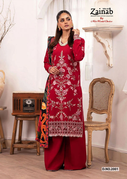 Zainab Vol 2 Premium Lawn Cotton Collection Miss World Choice Karachi Salwar Suits Manufacturer