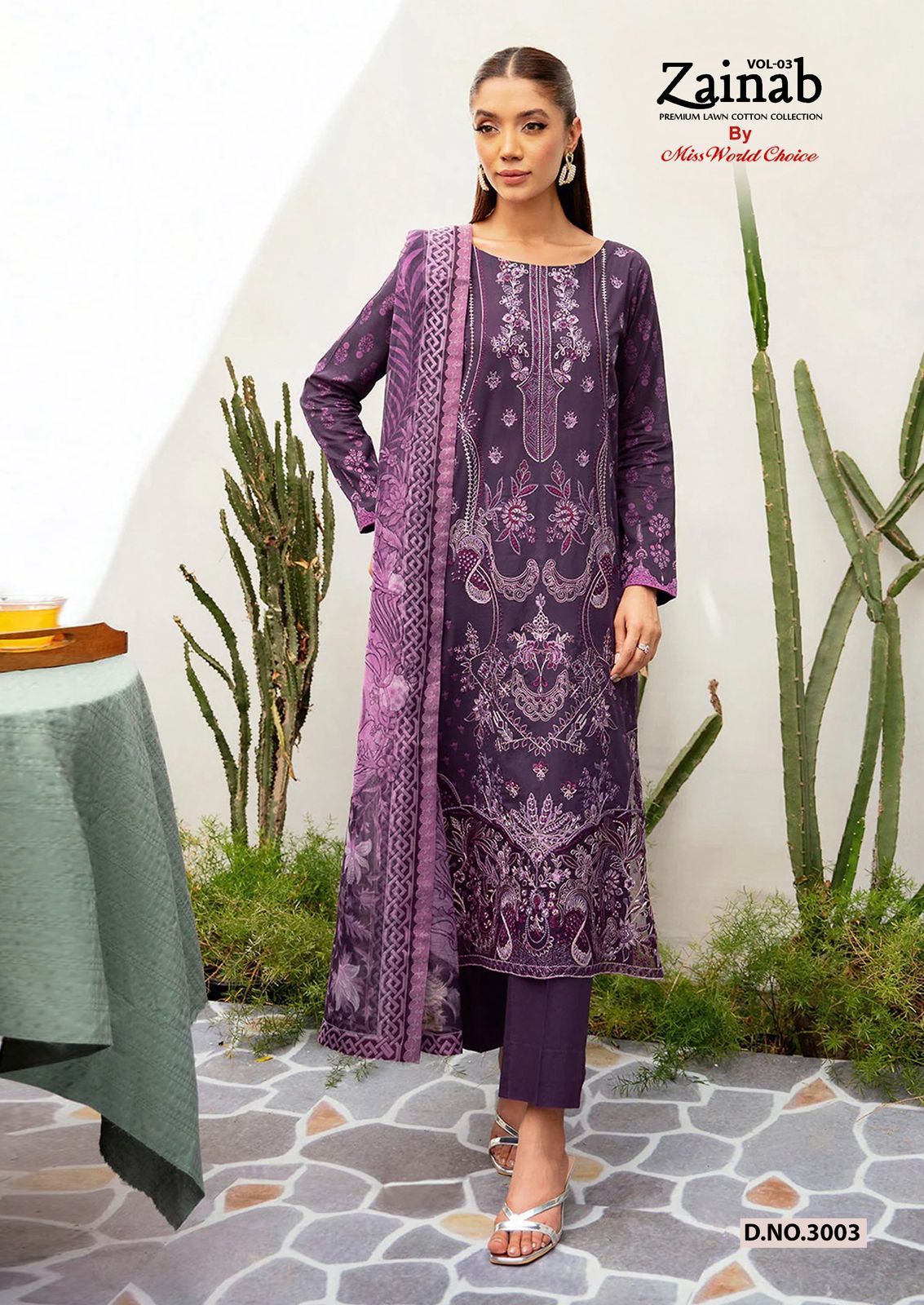 Zainab Vol 3 Premium Lawn Cotton Collection Miss World Choice Karachi Salwar Suits Wholesaler India