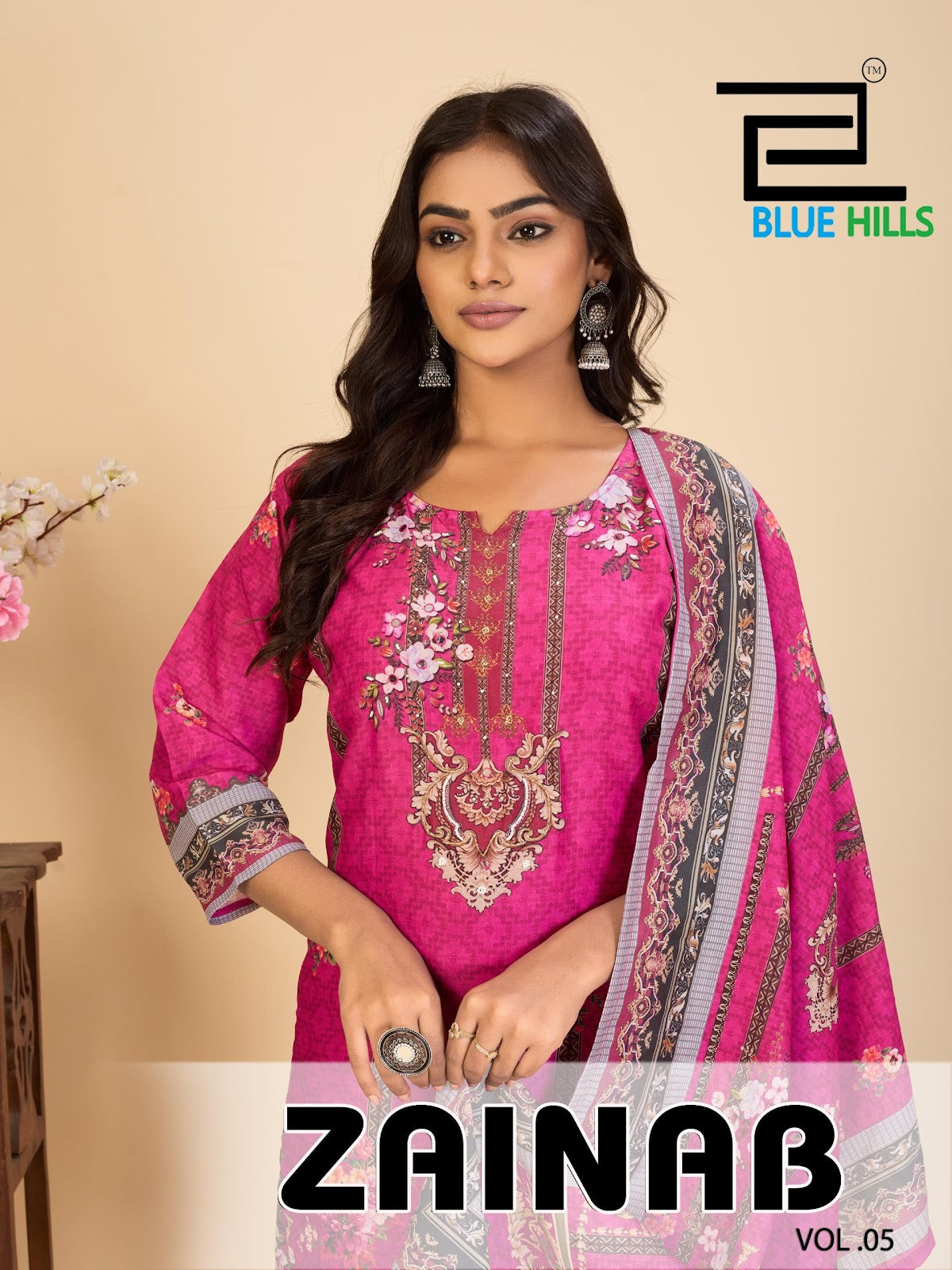 Zainab Vol 5 Blue Hills Poly Readymade Pant Style Suits Exporter Gujarat