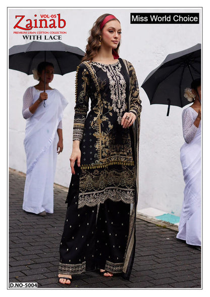 Zainab Vol 5 Miss World Choice Lawn Cotton Karachi Salwar Suits Exporter Gujarat