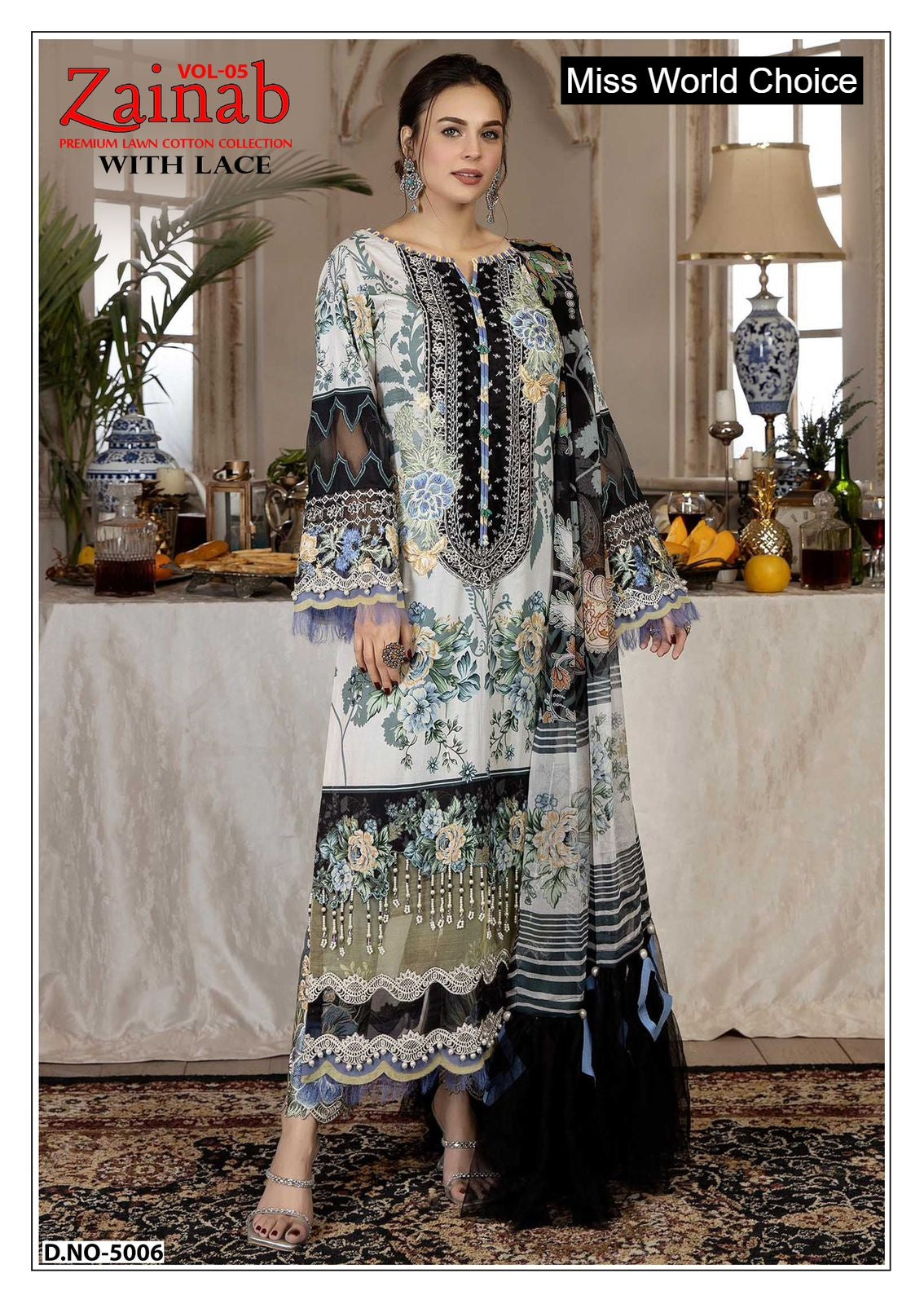 Zainab Vol 5 Miss World Choice Lawn Cotton Karachi Salwar Suits Exporter Gujarat