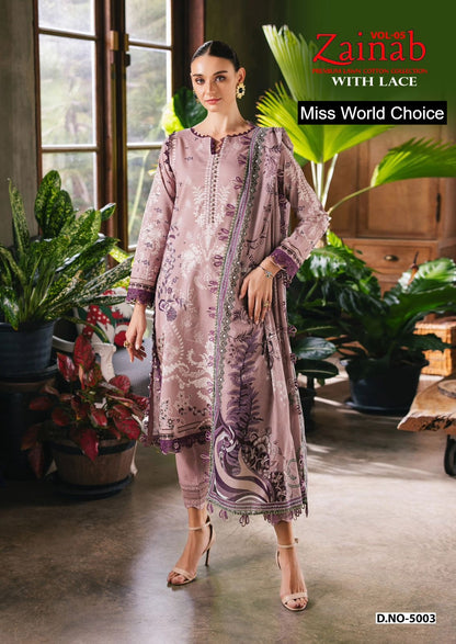 Zainab Vol 5 Miss World Choice Lawn Cotton Karachi Salwar Suits Exporter Gujarat