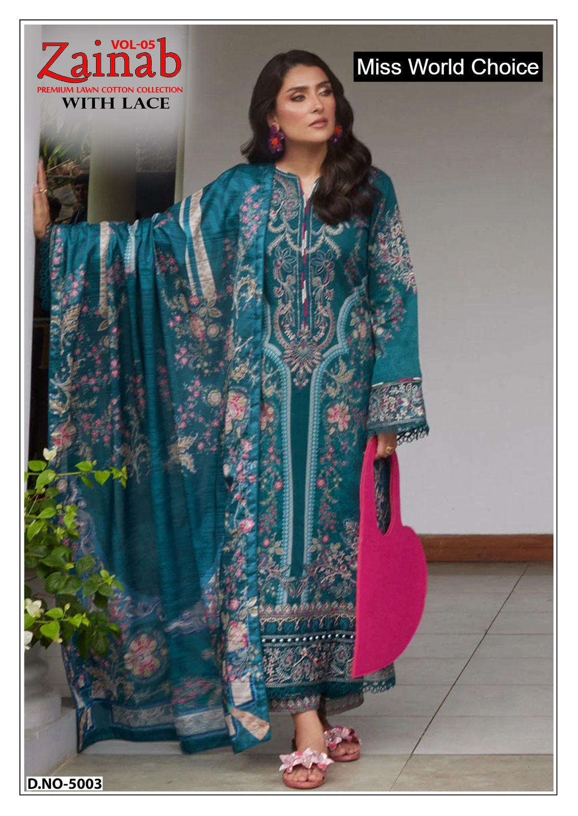 Zainab Vol 5 Miss World Choice Lawn Cotton Karachi Salwar Suits Exporter Gujarat