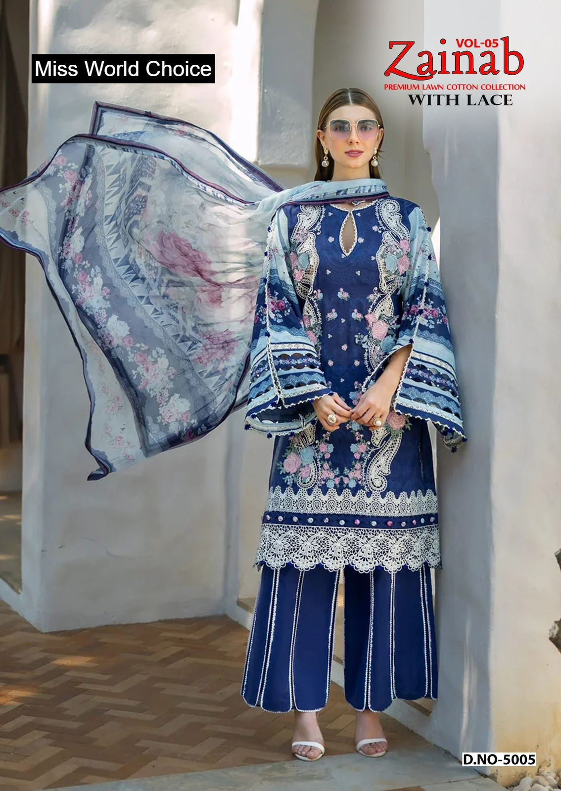 Zainab Vol 5 Miss World Choice Lawn Cotton Karachi Salwar Suits Exporter Gujarat