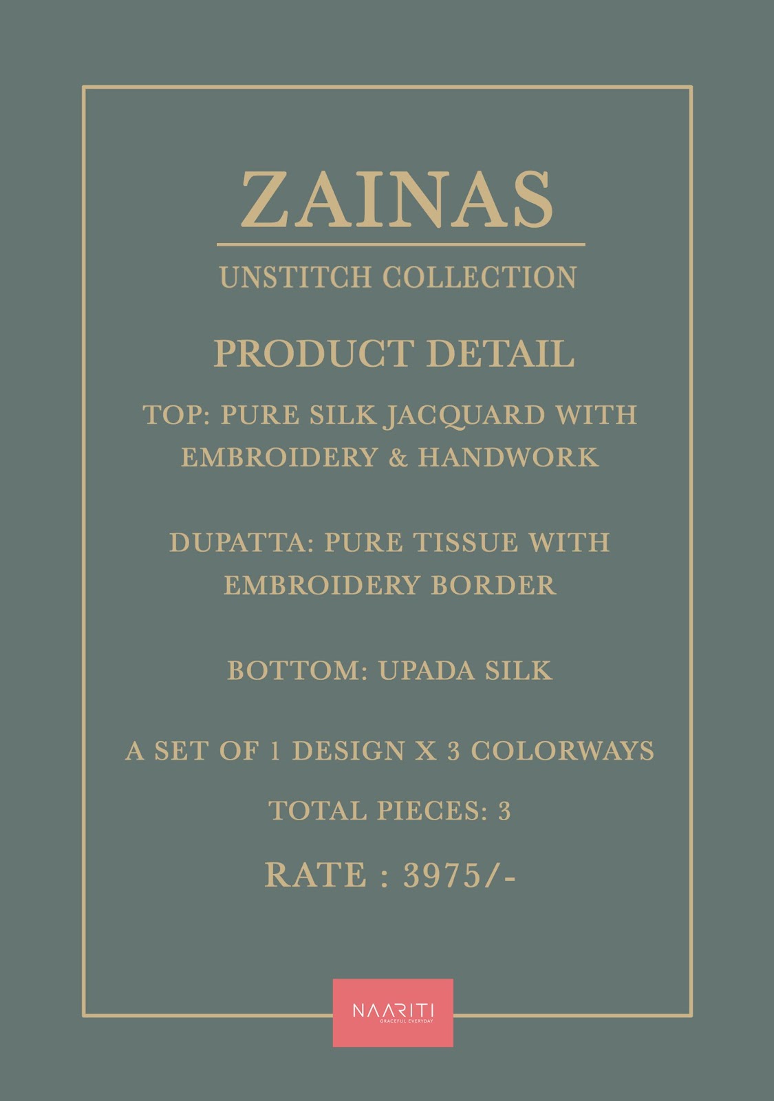 Zainas Naariti Pure Silk Pant Style Suits Manufacturer Gujarat