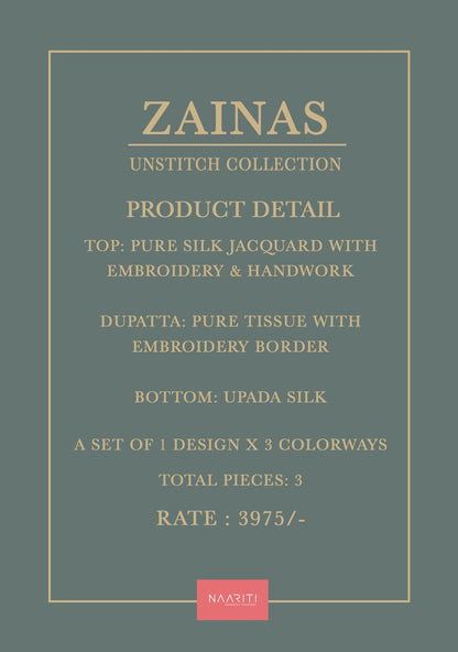 Zainas Naariti Pure Silk Pant Style Suits Manufacturer Gujarat