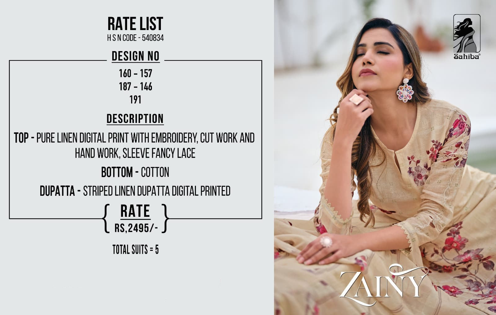 Zainy Sahiba Linen Pant Style Suits Wholesale