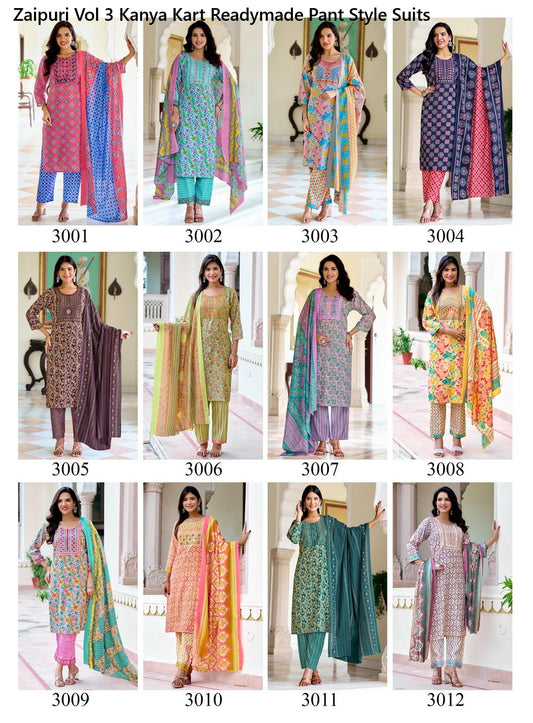 Zaipuri Vol 3 Kanya Kart Cotton Readymade Pant Style Suits Exporter Gujarat