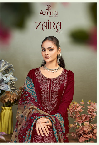 Zaira Vol 1 Radhika Fashion Azara Zam Cotton Karachi Salwar Suits Supplier Gujarat