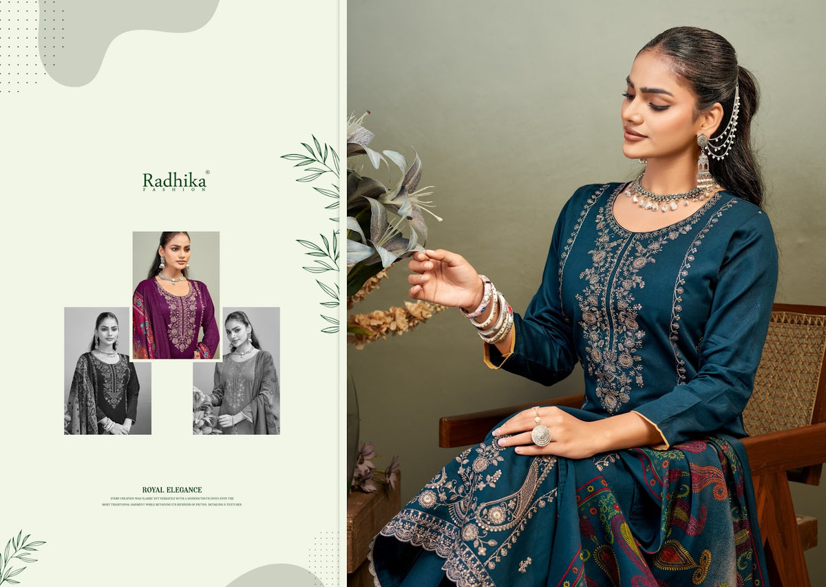 Zaira Vol 1 Radhika Fashion Azara Zam Cotton Karachi Salwar Suits Supplier Gujarat