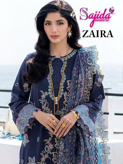 Zaira Sajida Cambric Cotton Pakistani Salwar Suits Exporter