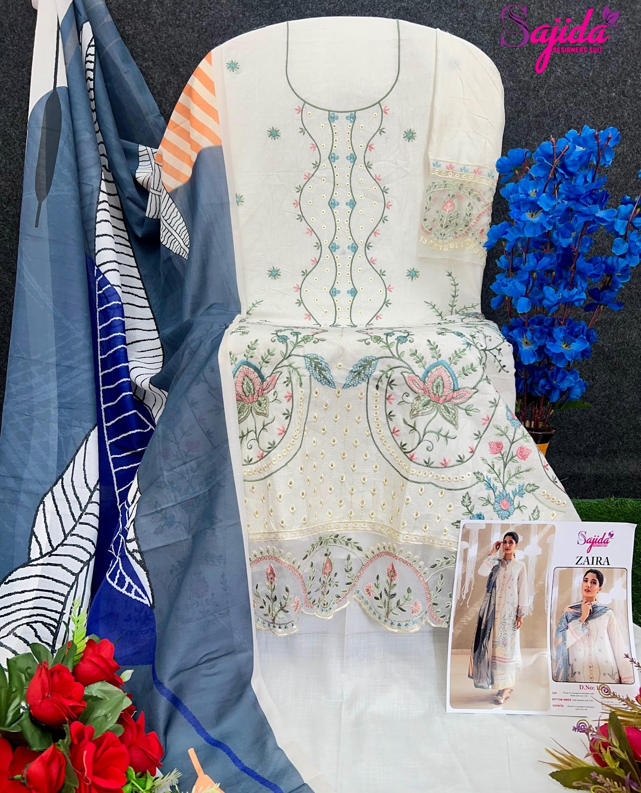 Zaira Sajida Cambric Cotton Pakistani Salwar Suits Exporter