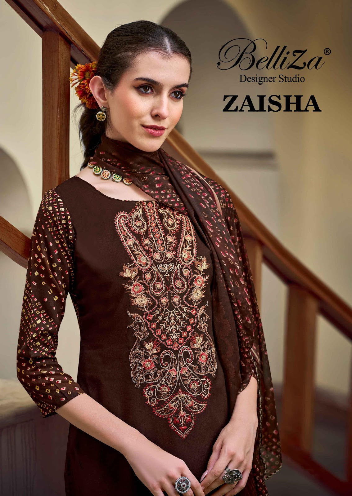 Zaisha Belliza Designer Studio Viscose Rayon Karachi Salwar Suits Exporter India