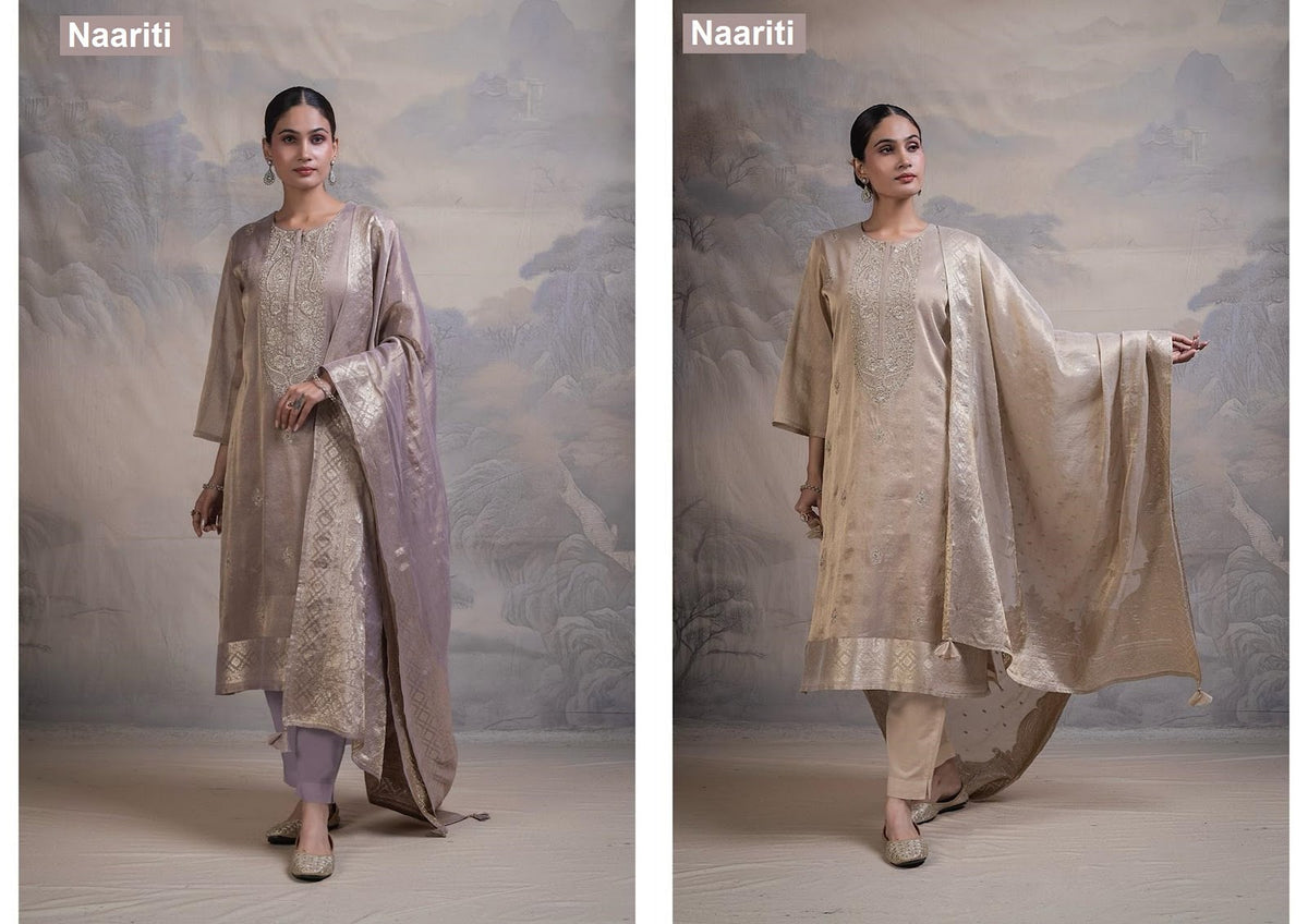Zalata 2856 Naariti Tissue Silk Pant Style Suits Exporter Ahmedabad