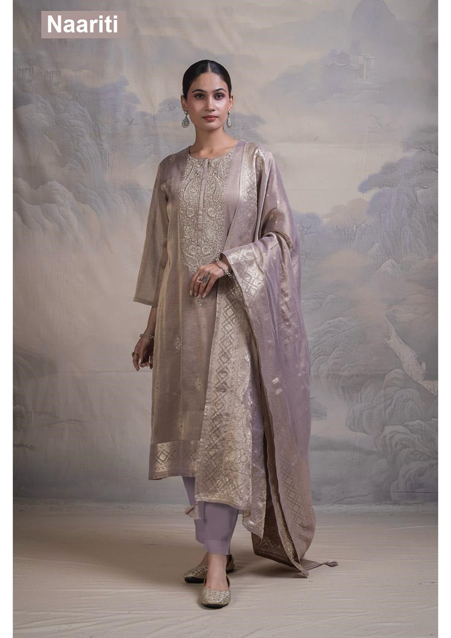 Zalata 2856 Naariti Tissue Silk Pant Style Suits Exporter Ahmedabad