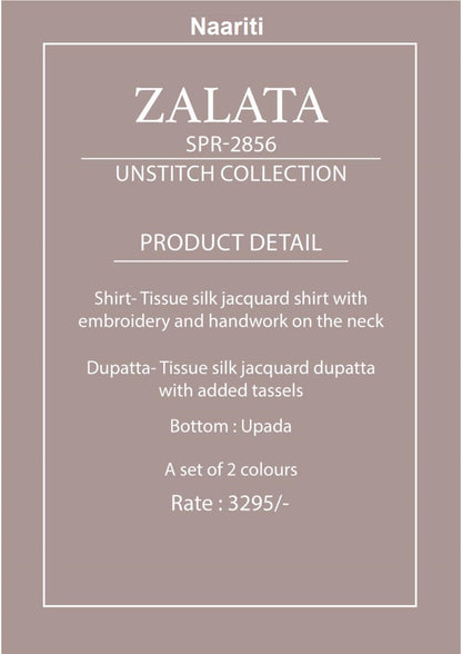 Zalata 2856 Naariti Tissue Silk Pant Style Suits Exporter Ahmedabad