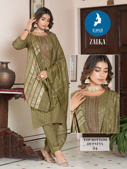 Zalka Kaya Reyon Readymade Pant Style Suits Wholesale Price