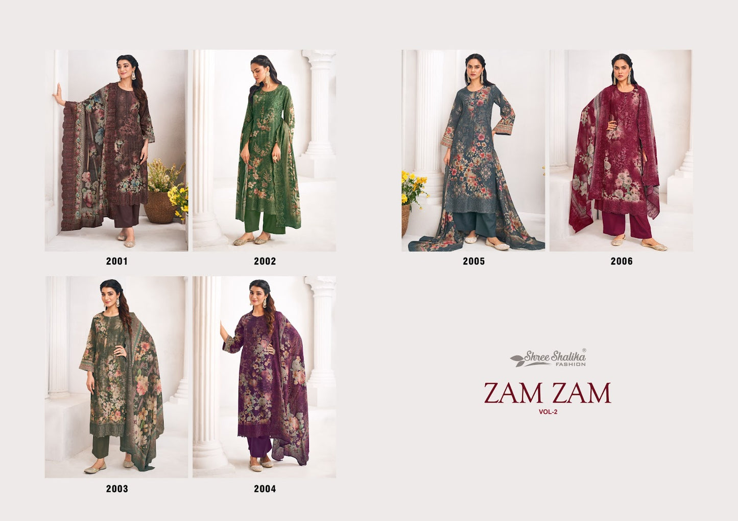 Zam Zam Vol 2 Shree Shalika Fashion Cotton Lawn Pant Style Suits Wholesale