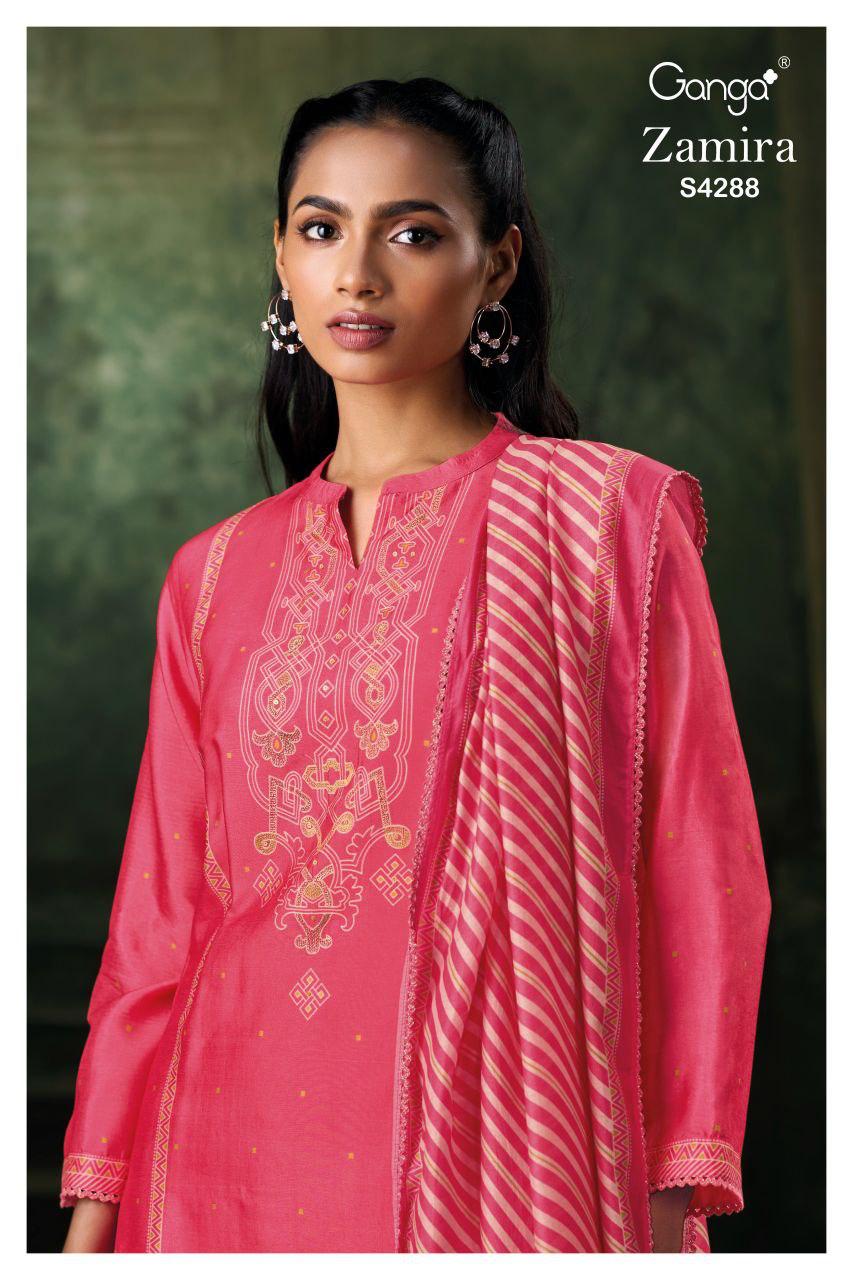 Zamira 4288 Ganga Bemberg Silk Salwar Suits Manufacturer Gujarat