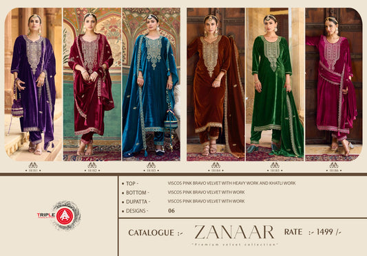 Zanaar Triple Aaa Viscose Velvet Suits Wholesaler India