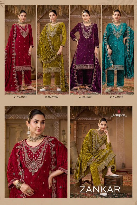 Zankar Rangoon Readymade Velvet Suits Manufacturer