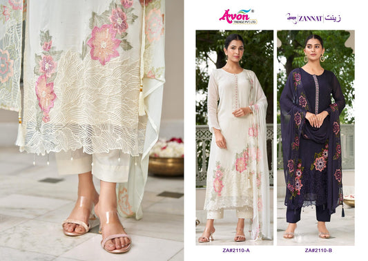 Zannat Avon Trendz Organza Pant Style Suits Wholesaler Ahmedabad