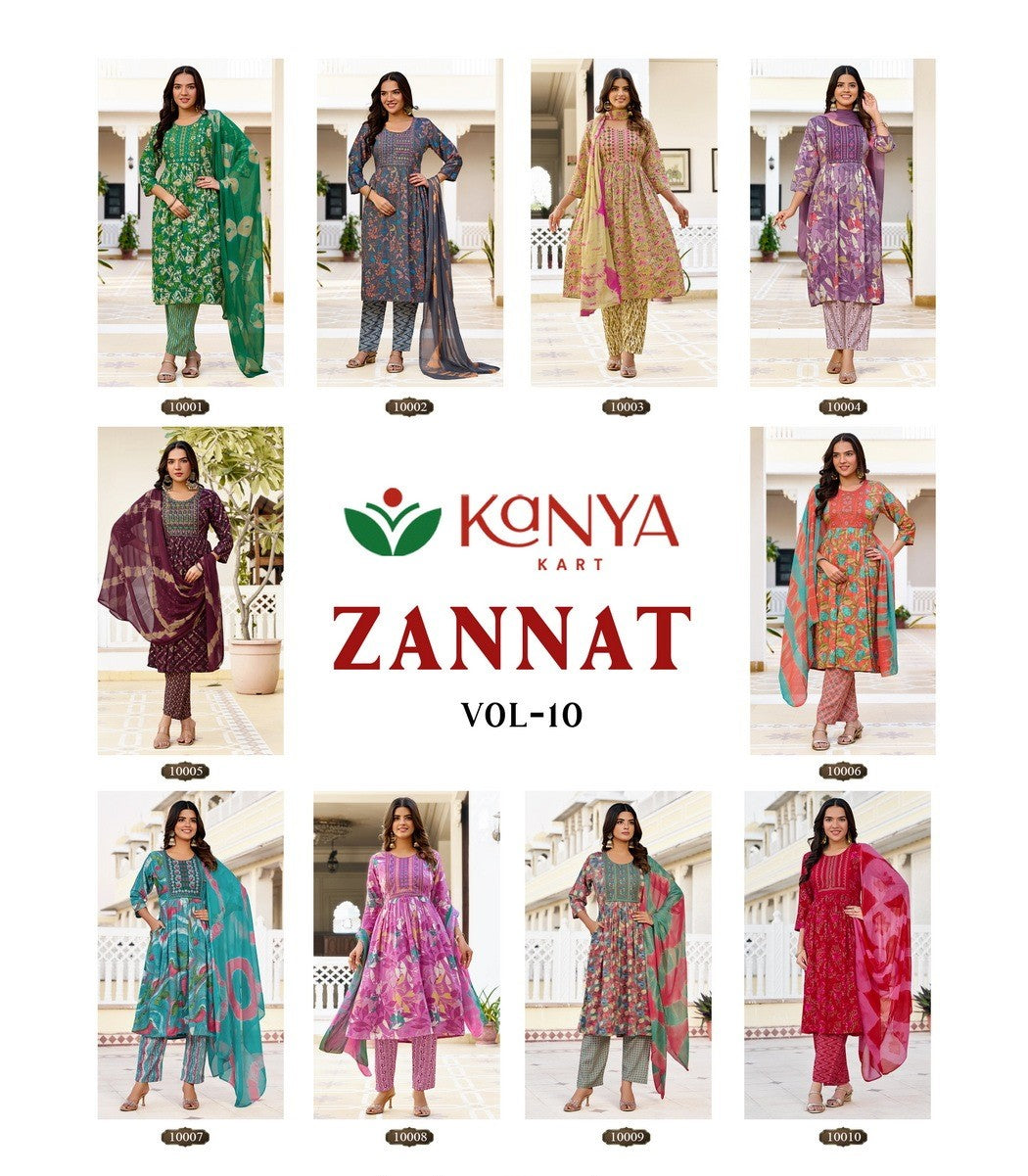 Zannat Vol 10 Kanya Kart Capsule Readymade Anarkali Suits Manufacturer