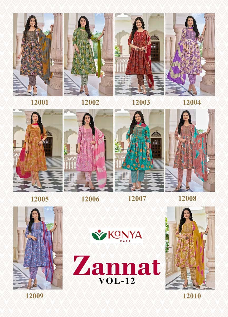 Zannat Vol 12 Kanya Kart Capsule Readymade Anarkali Suits Wholesaler Ahmedabad