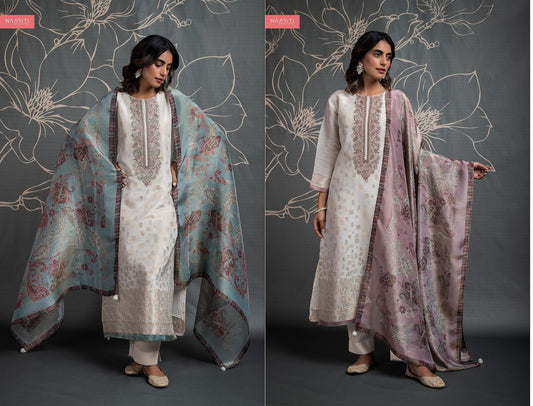 Zany Naariti Tissue Jacquard Pant Style Suits Exporter