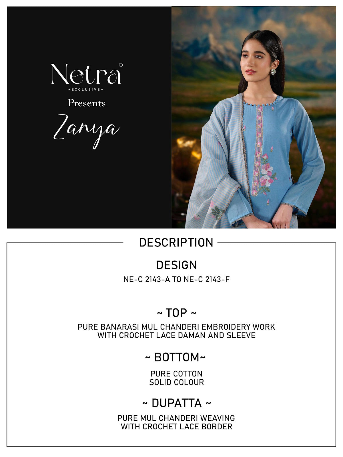 Zanya Netra Banarasi Pant Style Suits Exporter Ahmedabad